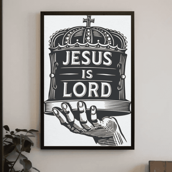 "Jesus is Lord" Christian Art Print Poster Black & White Illustration Wall Home Decor - Sovereignty & Authority, Printable, Easy Digital Download