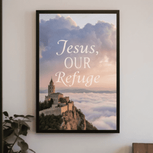 "Jesus, Our Refuge" Printable Christian Wall Art Poster - Hope & Strength in Faith, Printable, Instant Digital Download