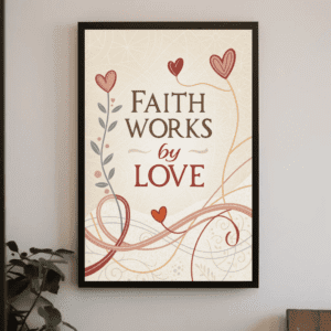 "Faith Works by Love" Christian Art Print Poster - Printable Wall Decor, Printable, Instant Digital Download