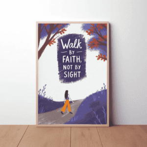 "Walk By Faith Not By Sight" Landscape Christian Printable Art | 2 Corinthians 5:7 Faith Poster | Scenic Scripture Wall Decor | Hopeful Home Decor Gift | Instant Digital Download