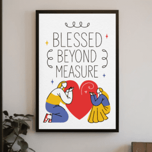 "Blessed Beyond Measure" Gratitude Christian Printable Art | Ephesians 3:20 Inspired Faith Poster | Minimalist Heart Scripture Wall Decor | Thankful Home Decor Gift | Instant Digital Download