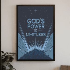 "God's Power is Limitless" Blue Night Sky Christian Printable Art Majesty Poster Illustration Wall Home Decor - Omnipotence & Hope (Jer 32:17), Printable, Instant Digital Download