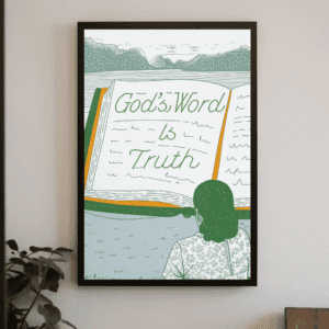 "God's Word is Truth" Bible Study Christian Printable Art | John 17:17 Inspired Faith Poster | Open Book Illustration Scripture Wall Decor | Study Room Decor Gift | Instant Digital Download