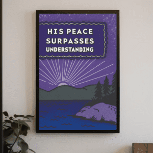 "His Peace Surpasses Understanding" Serene Landscape Christian Printable Art | Philippians 4:7 Faith Poster | Scripture Wall Decor | Calming Home Decor Gift | Instant Digital Download