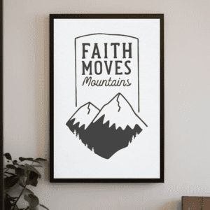"Faith Moves Mountains" Minimalist Badge Christian Printable Art | Matthew 17:20 Faith Poster | Scripture Wall Decor | Encouragement Home Decor Gift | Instant Digital Download