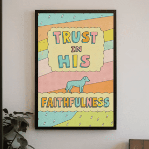 "Trust in His Faithfulness" Retro Style Christian Printable Art | Colorful Faith Poster | Encouragement Wall Decor | Unique Home Decor Gift | Lamentations 3:23 Concept | Instant Digital Download
