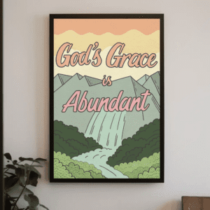 "God's Grace is Abundant" Scenic Waterfall Christian Printable Art | Ephesians 2:8 Faith Poster | Nature Wall Decor | Inspirational Home Decor Gift | Instant Digital Download