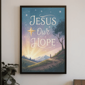 "Jesus, Our Hope" Radiant Sunrise Christian Printable Art | Inspirational Faith Poster | Hope Wall Decor | Landscape Home Decor Gift | 1 Timothy 1:1 Concept | Instant Digital Download