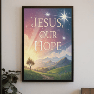 "Jesus, Our Hope" Radiant Sunrise Christian Printable Art | Inspirational Faith Poster | Hope Wall Decor | Landscape Home Decor Gift | 1 Timothy 1:1 Concept | Instant Digital Download