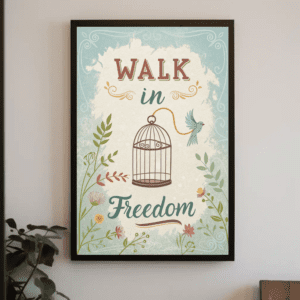 "Walk in Freedom" Open Birdcage Christian Printable Art | Galatians 5:1 Faith Poster | Liberty Wall Decor | Encouragement Home Decor Gift | Instant Digital Download