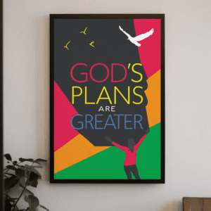"God's Plans Are Greater" Colorful Christian Printable Art Hope Poster Praise Illustration Wall Home Decor - Trust & Joy (Jeremiah 29:11), Printable, Instant Digital Download