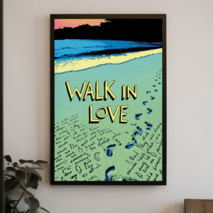"Walk in Love" Footprints in Sand Christian Printable Art | Ephesians 5:2 Faith Poster | Coastal Scripture Wall Decor | Calm Beach Religious Print | Instant Digital Download