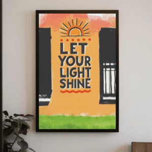 "Let Your Light Shine (Matthew 5:16)" Folk Art Sun Christian Printable Art Faith Poster Wall Home Decor - Witness & Joy, Printable, Instant Digital Download